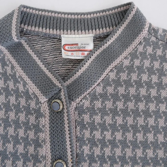 Vintage Excelsior Grey  and Pink-Cream Houndstooth Cardigan - Picture 12 of 12